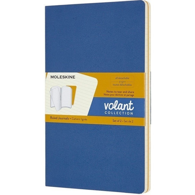 Блокнот MOLESKINE VOLANT LARGE, нелинованный, синий/желтый янтарный QP723B41M17